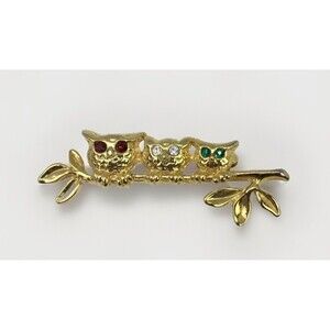 Vintage 1980s Owl Brooch Whimsical Fairycore Cottage Grandmother‎ Pin